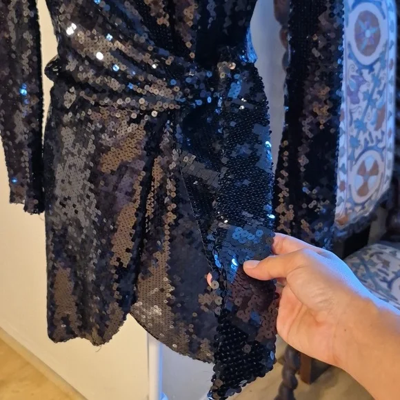 Zara Black Sequined Coat - Picture 3 of 13